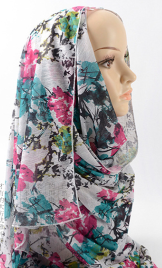 Women's Muslim Flat Printed Polyester Headscarf Beach Towel