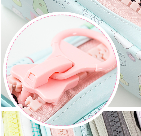 卡通创意简约笔袋角落生物萌物PU皮个性大拉链学生大容量文具袋包产品图