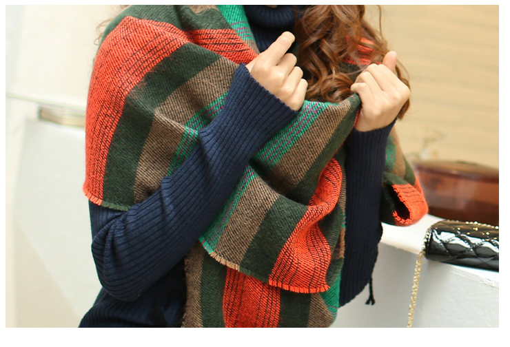 Preppy Fashion Trend Everything Warm Classic Fringe Striped Scarf details Picture