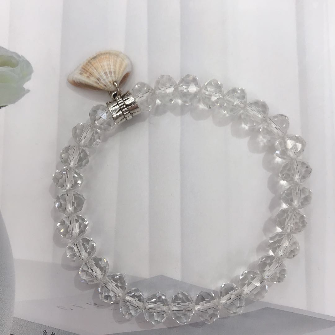 Trendy shell transparent crystal bracelet, versatile for both men and women, couple student jewelry, moon love accessory details Picture