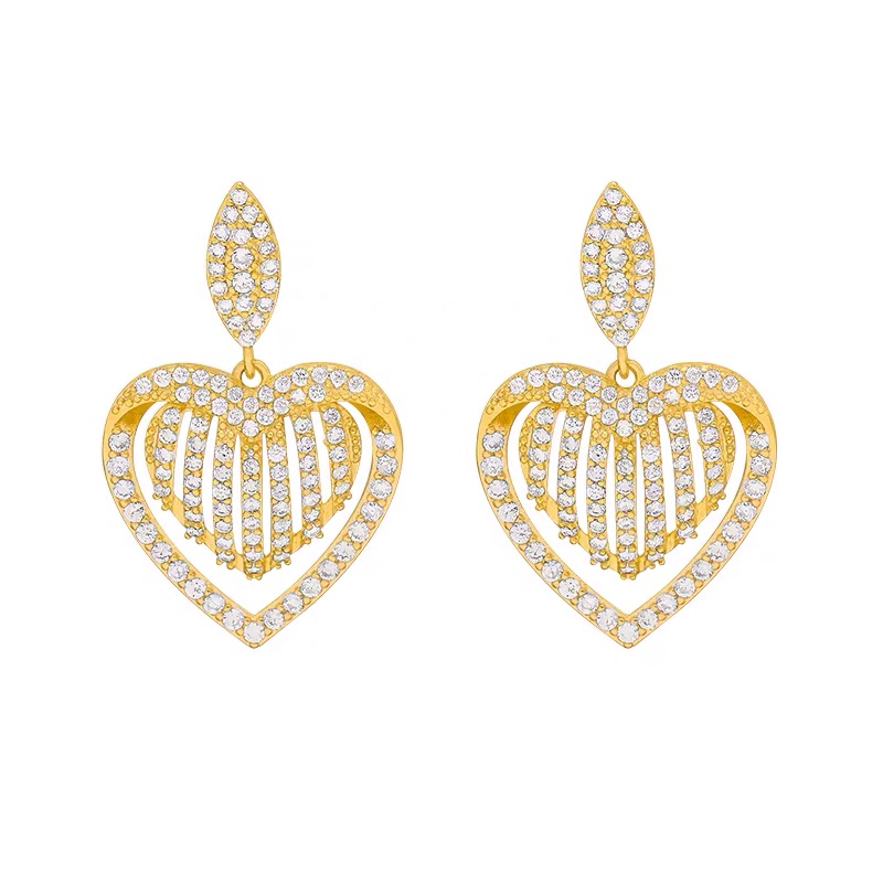 Heart-shaped stud micro-set high-end earrings Specification image