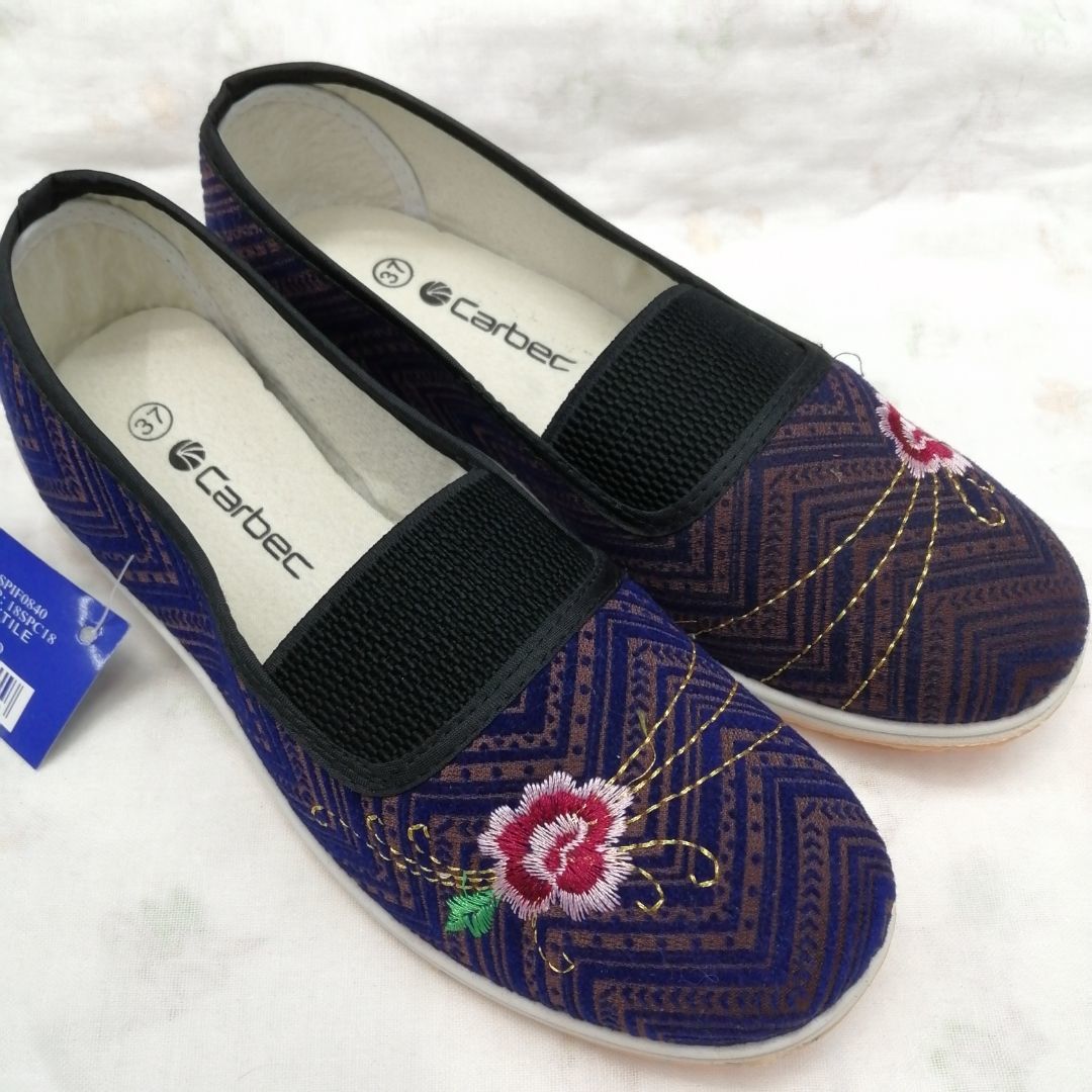 Broken Line Bottom Tattoo Flower New Cloth Shoes Women Work Field Work Anti-Slip Wear-Resistant Soft Sole Single Shoe Rubber Shoes Tendon Sole Shoes For The Elderly details Picture