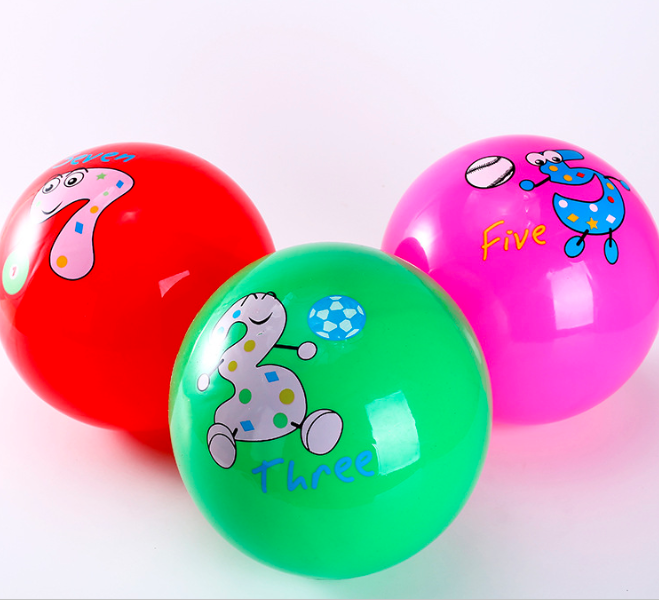 儿童玩具球pvc充气球拍拍球卡通数字动物图案贴标弹力皮球批发