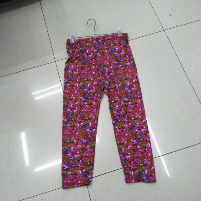 New style of middle-aged and elderly pants, plus-size women's pants, straight-leg pants, flower pants