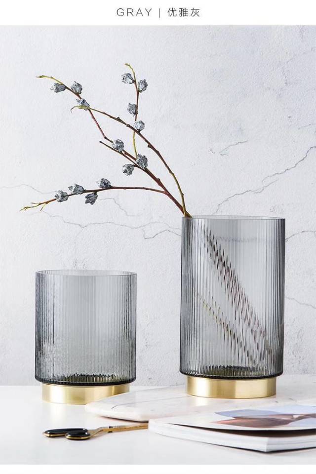 A light luxury living room and dining room flower arrangement set of 4-piece glass natural-color vase details Picture