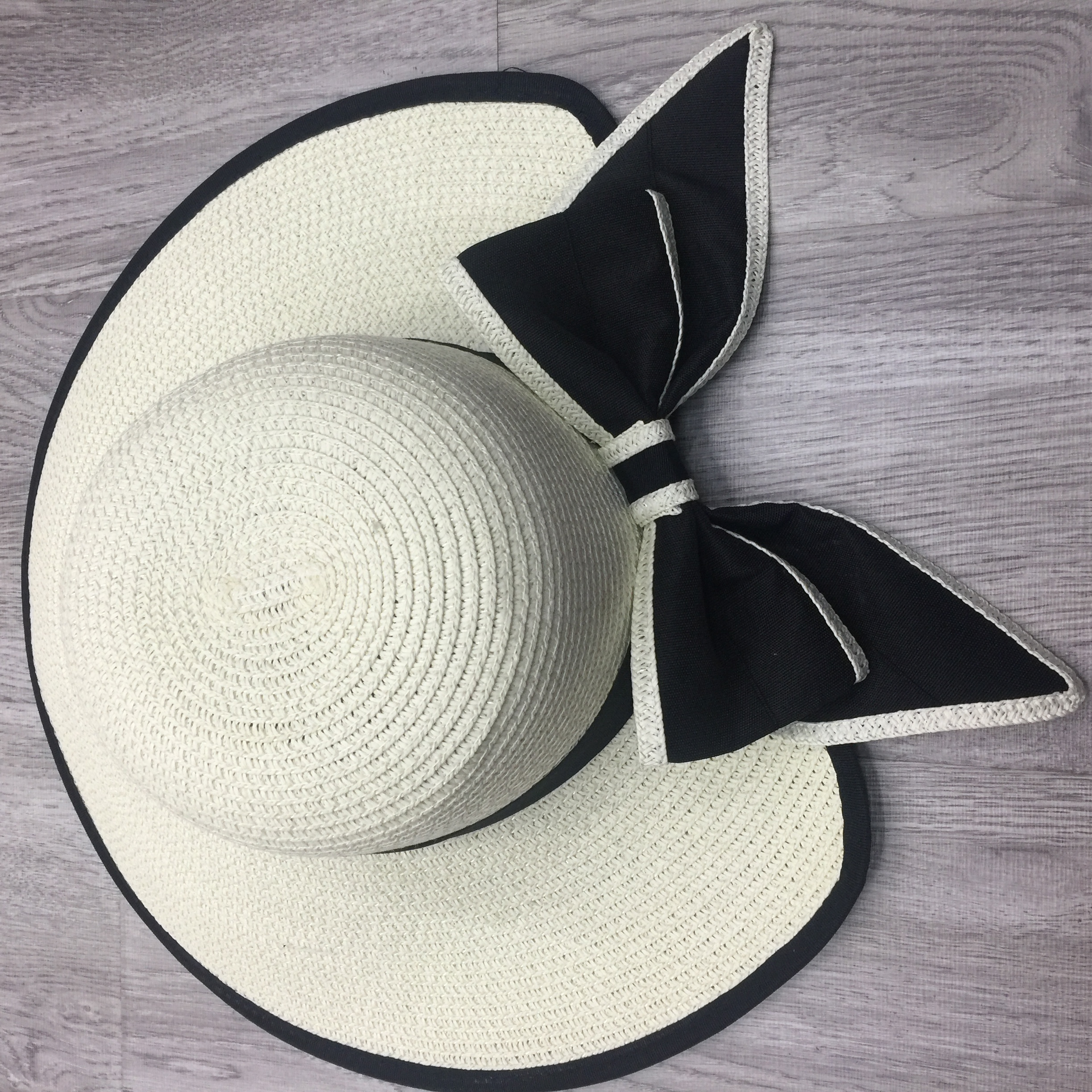 新款草帽女夏天防晒渔夫帽 韩版可折叠拼色帽旅游度假蝴蝶结宽檐