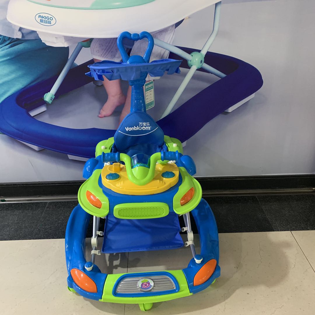 New cartoon children's anti-rollover baby walker with sunshade