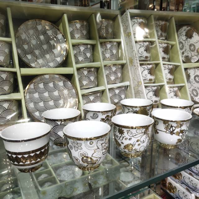 水杯碟镀金咖啡杯碟12杯12碟图案产品图