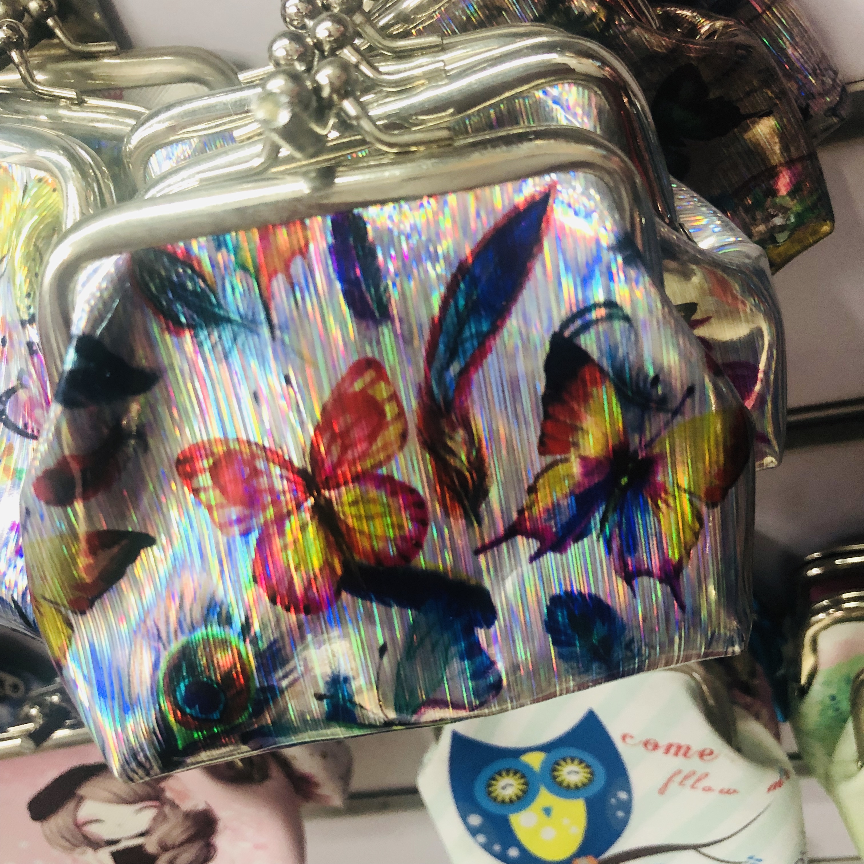 Buckle Coin Purse Butterfly Pattern Women's Small Purse Mini Cute Korean Key Bag Fabric Canvas Small Bag Student Coin Coin Bag