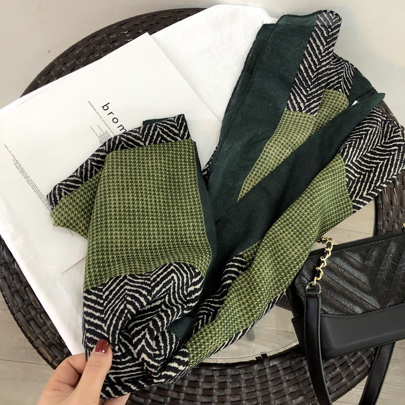 Casual Trend With Solid Color Korean Version Scarf Cape Green Specification drawing