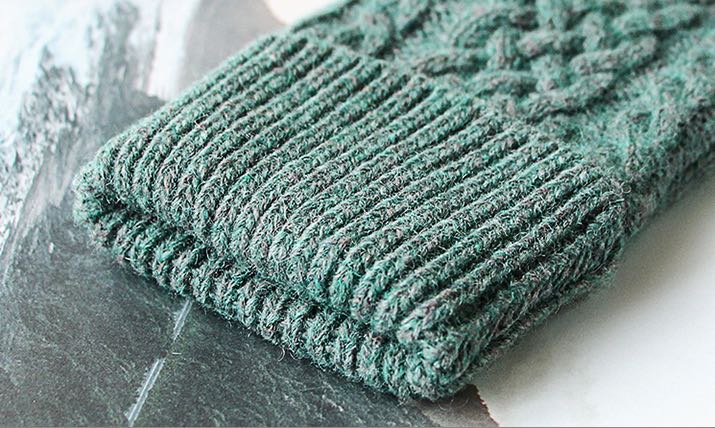 冬季加厚羊毛触屏保暖手套 情侣款针织羊毛线手套细节图