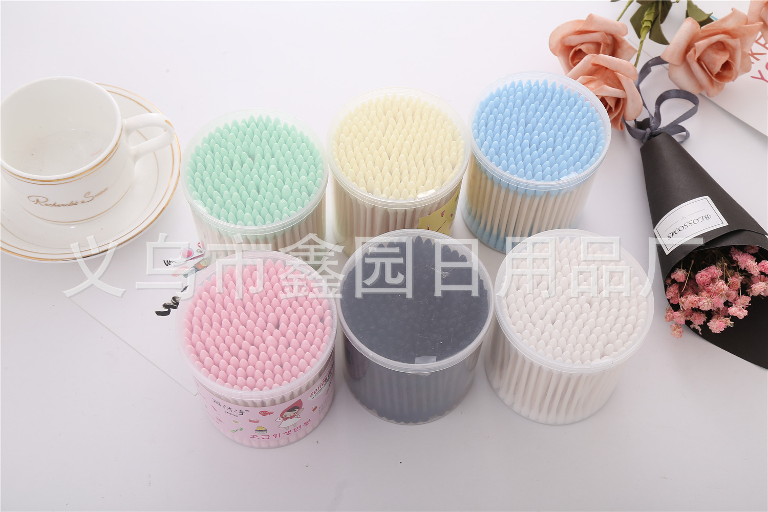 OEM尖头圆头螺旋头200支彩色黑色美容化妆卸妆纸棒木棒棉签111详情3