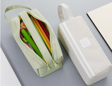 大容量帆布笔袋小清新韩版简约多功能双拉链网红少女心产品图