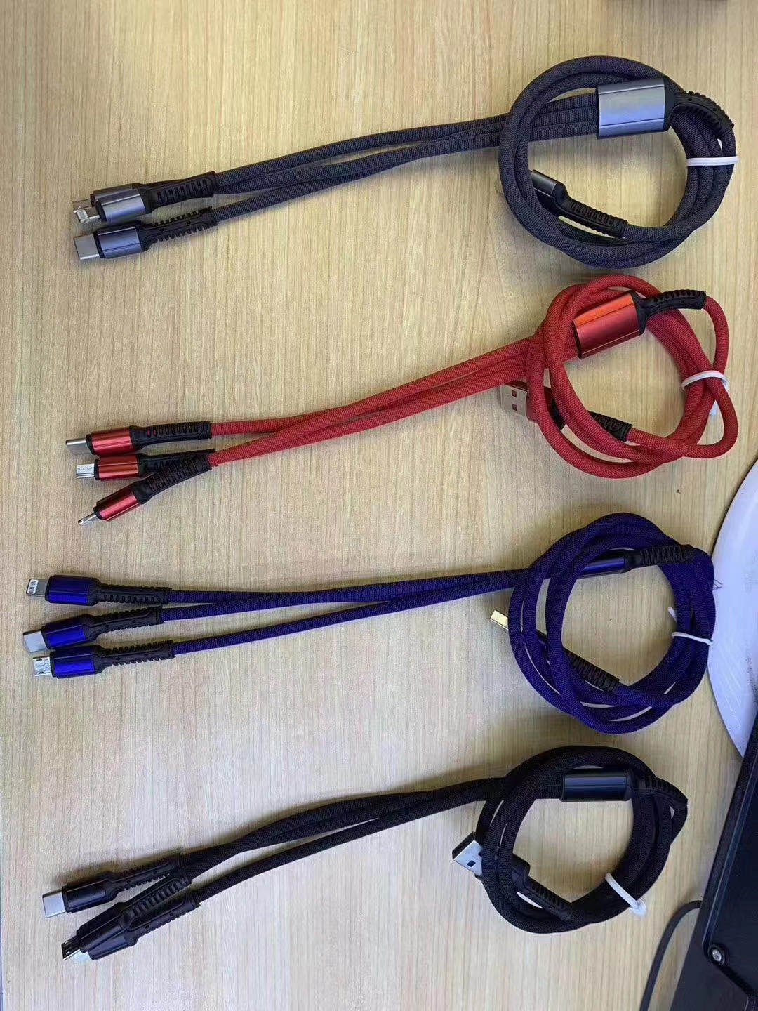 狼牙一拖三数据线三合一充电线器手机快充多头万能通用车载苹果X多功能二合一三头  快充细节图