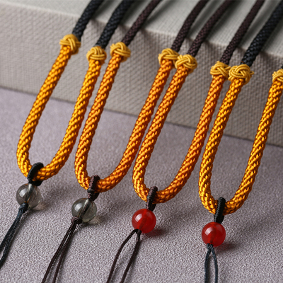 Hand-Woven Necklace Rope Oil Green Jade Pendant Lanyard Men's And Women's Neck Adjustable Adult Children Pendant Rope