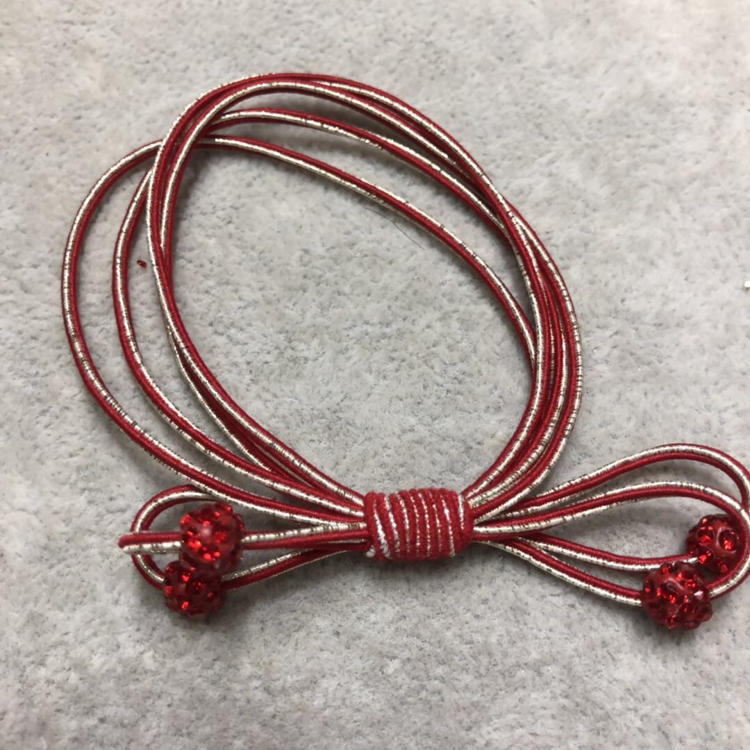 Korean Fashion Generous Women's Rubber Band Bow Bead Hair Band High Stretch Adult Autumn/Winter Hair Rope Hair Accessories Casual Rubber Band Solid Color Small Rabbit Hair Band Chenhui Jewelry 023