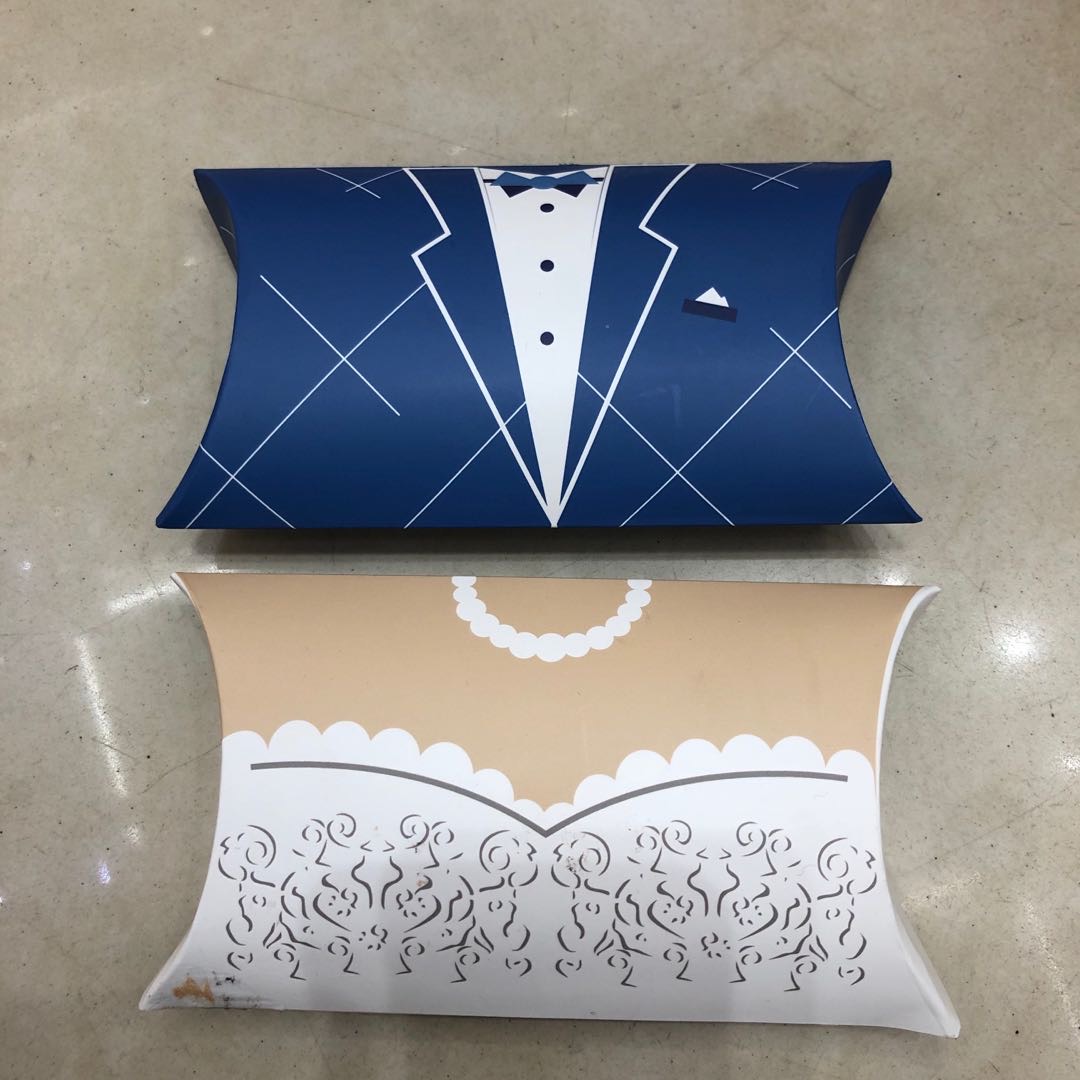 新娘新郎婚纱扁平款纸质版糖果礼盒包装袋