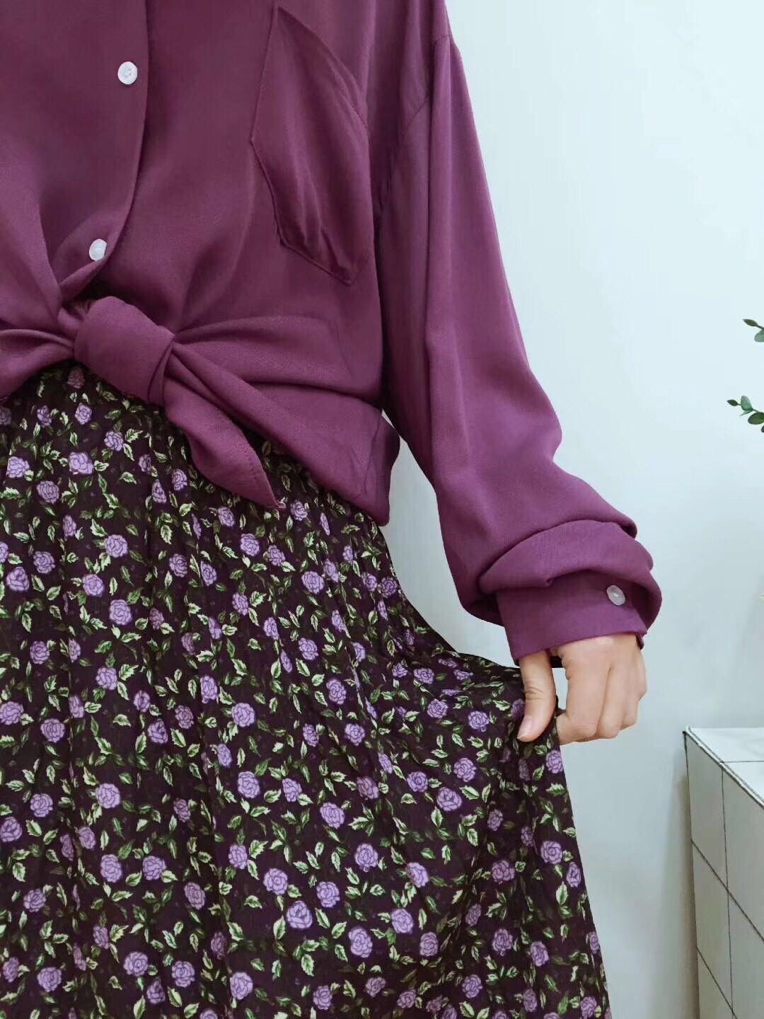 AIMADI—— 葡萄紫🍇衬衣 超级美的颜色+同色系碎花裙～ 完美色系～🍒🍒详情图2