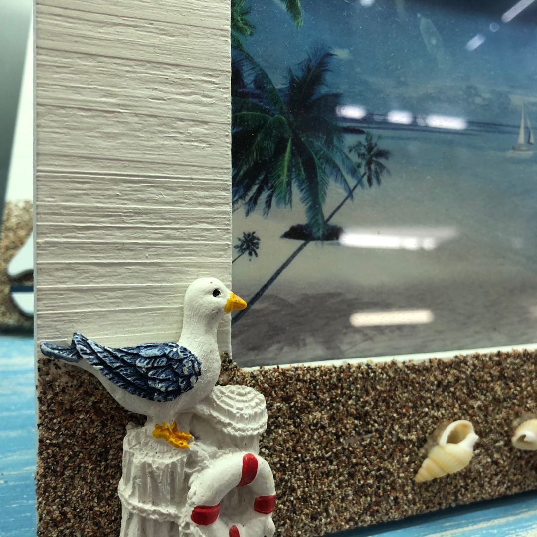 Sea Shell Mediterranean Style Swing Picture Frame Decoration Creative Boat Frame Sea Wind Wooden Sailboat Swing Table Decorative Photo Frame Specification drawing