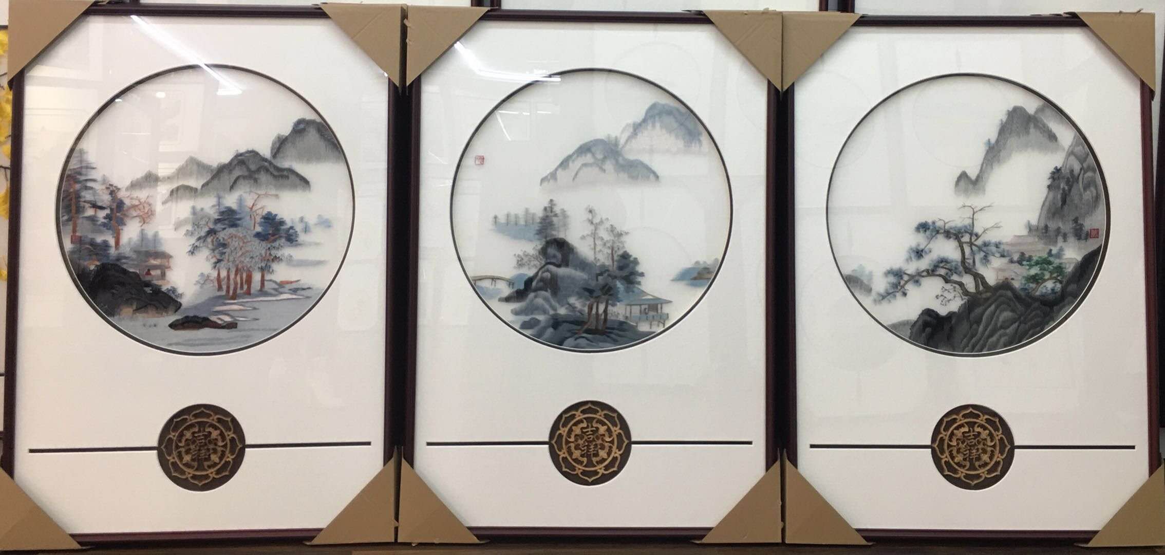 品绣天翔40X140cm山水风景苏绣装饰画