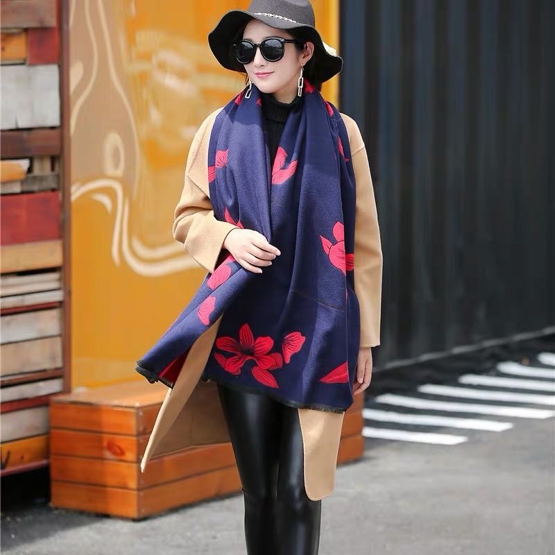 Oversized Printed Double-Sided Scarf And Cape Dual-Use Korean Fashion
