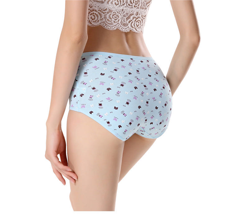 Underwear Women's Mid-Waist Pure Cotton Crotch Cute Printed Girl Underwear Pure Cotton Women Briefs Specification drawing