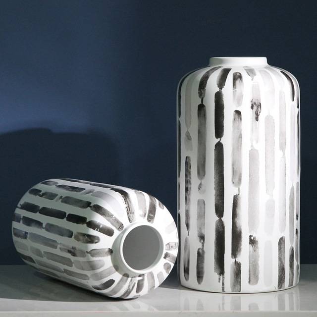 New Chinese ink-wash style ceramic vase ornaments for simple living room home decoration Specification image