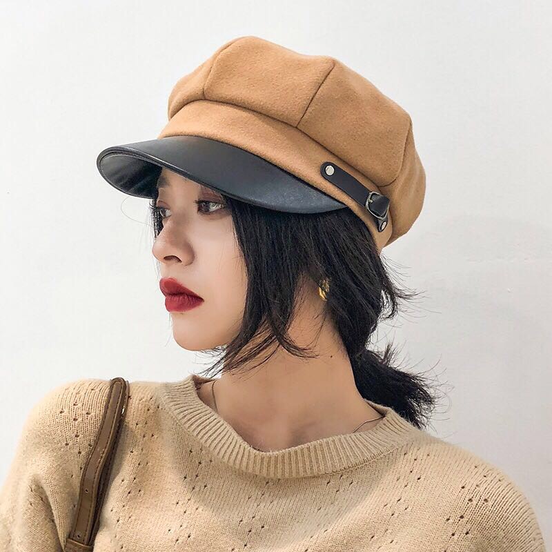 贝雷帽女英伦复古潮八角帽秋冬大脸胖妹韩版网红