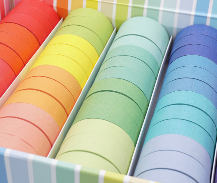 1.5cm*5m Rainbow solid color and paper tape DIY journal decoration tape stickers details Picture