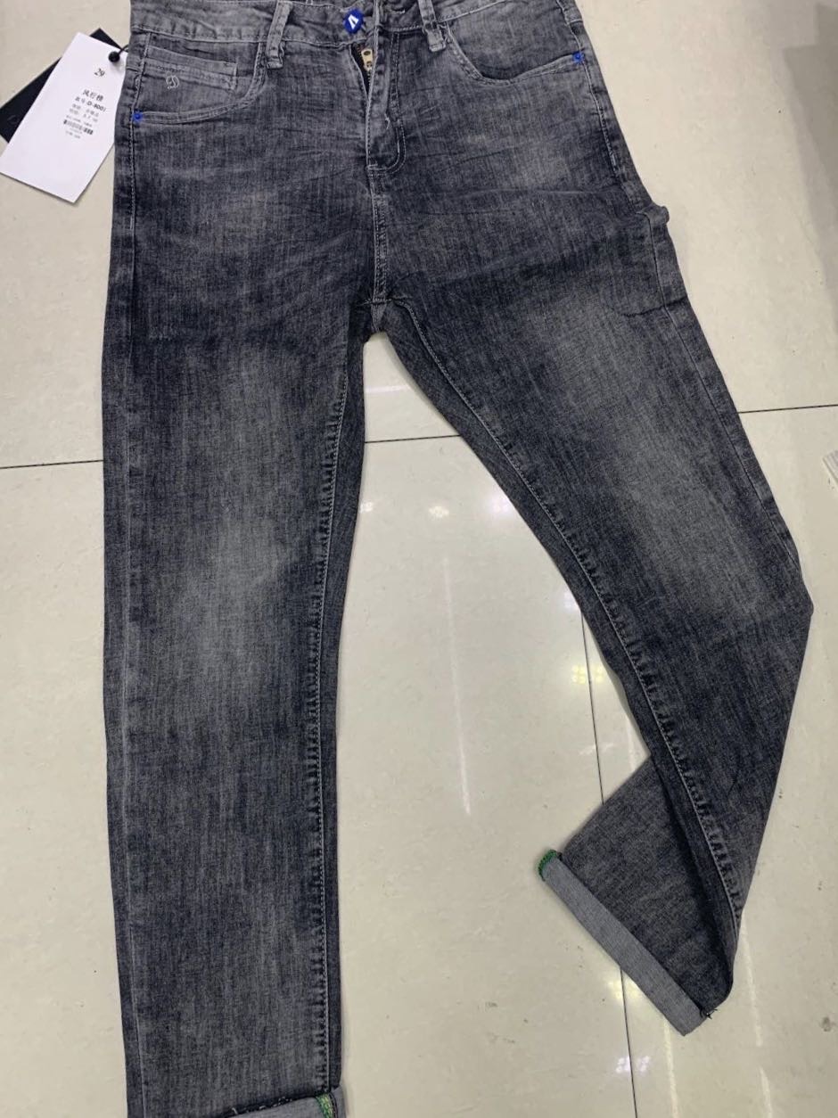 牛仔裤男直筒男裤小直筒小脚裤男士长裤男装潮牌裤