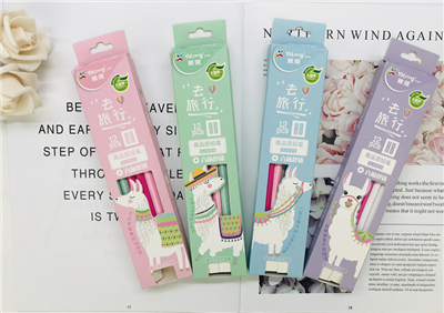 Yaron Culture Student Stationery Office Culture Writing Tool Pencil Cute Alpaca Cartoon Hb Pencil 12 Sets Of Children's Drawing Pen Wholesale