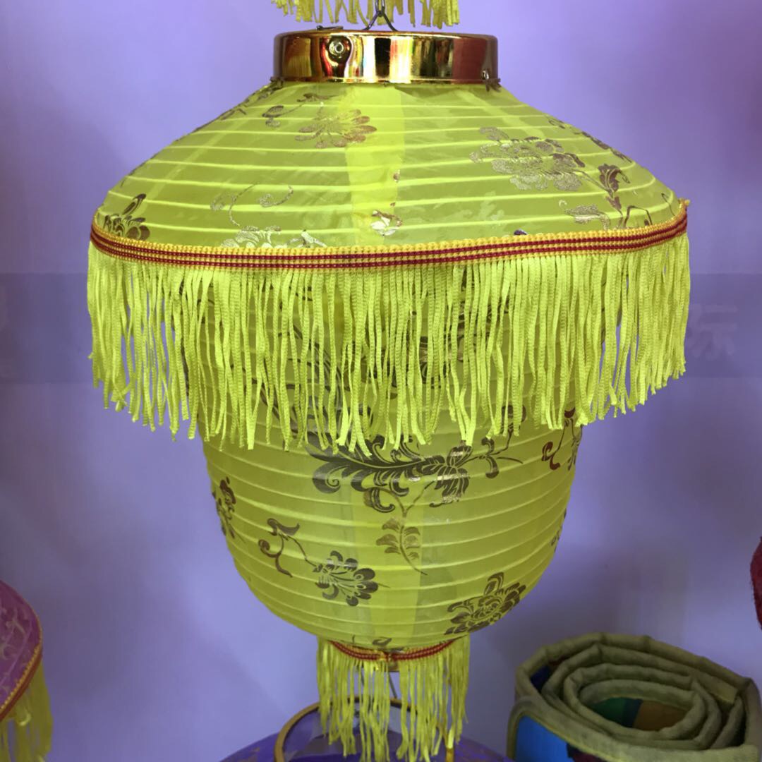 Color Light Yellow Fabric Fringe Cover Lamp Body Printing Chinese Style