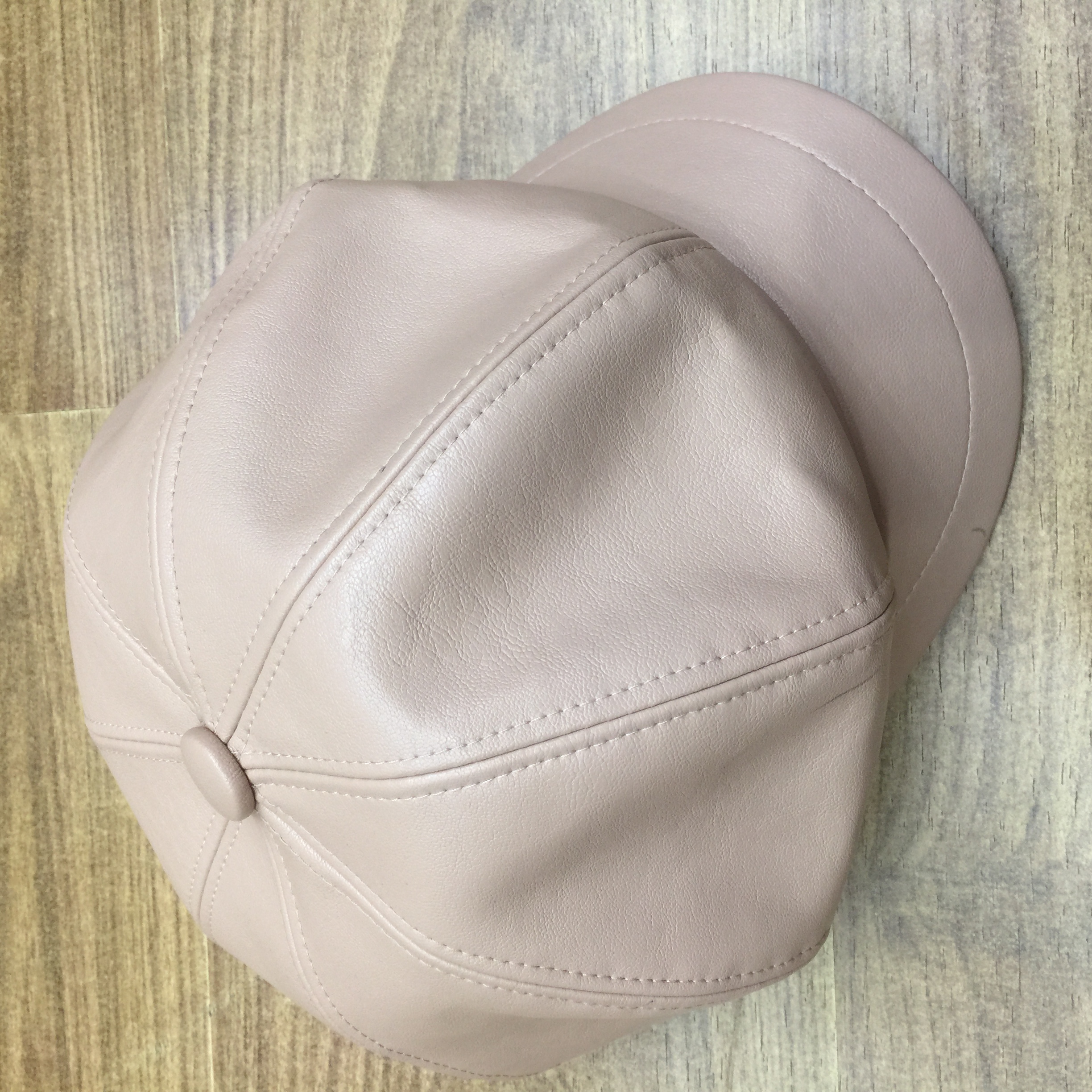 女韩版日系百搭PU皮质潮纯色复古英伦风鸭舌贝雷帽