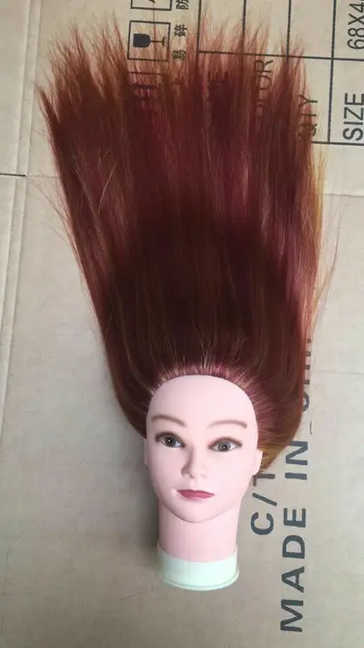 Hairdressing Head Model Apprentice Practice Barber Shop Dummy Head Model Hair Cutting Hair Model Can Be Hot Dyed Blow Modeling Reddishing Brown