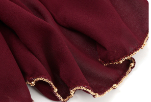 Women's Fashion Trend Everything With Muslim Bead Chain Chiffon Headscarf Shawl details Picture