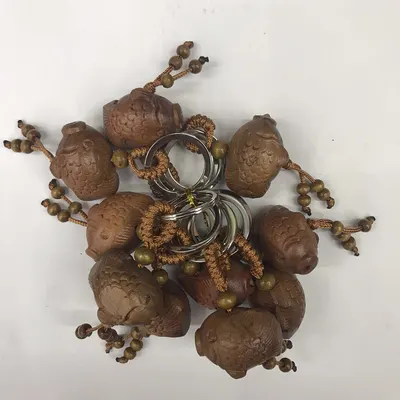 Three-Dimensional Peach Gourd Wood Keychain Men's And Women's Peach Tree Carved Pendant New Year Small Gift Hanging Wholesale