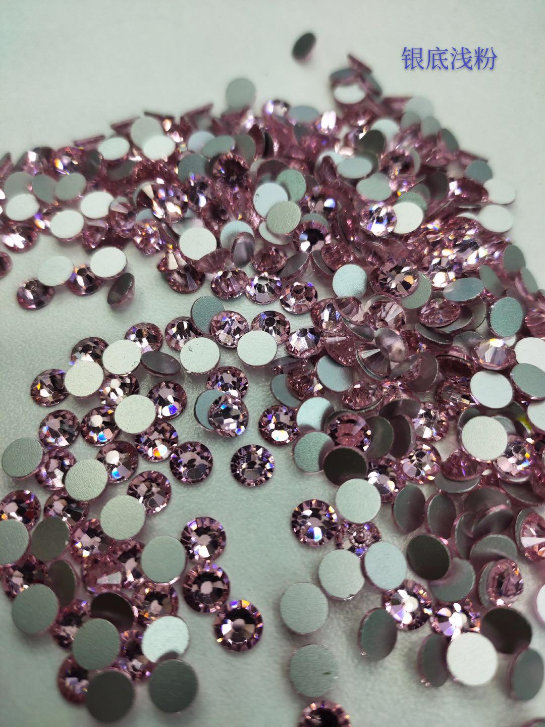 SS20银底浅粉仿奥钻烫钻美甲钻DIY钻细节图