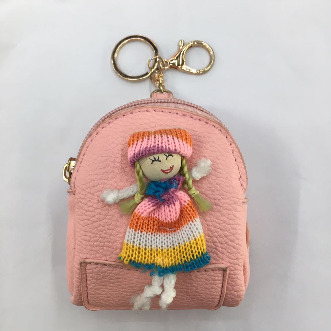 韩版可爱创意布艺小女孩双扣迷你零钱包