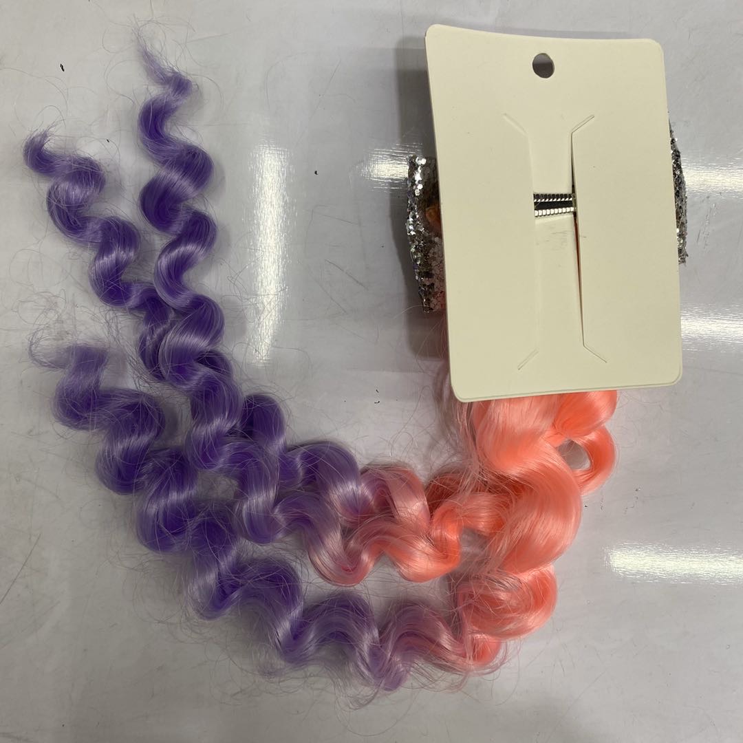 热销新款潮流时尚亮片蝴蝶结超卷撞色假发鸭嘴夹细节图