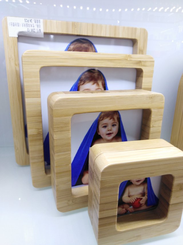 Bamboo and wood double-sided heat transfer printing display table bamboo and wood photo frame handicrafts