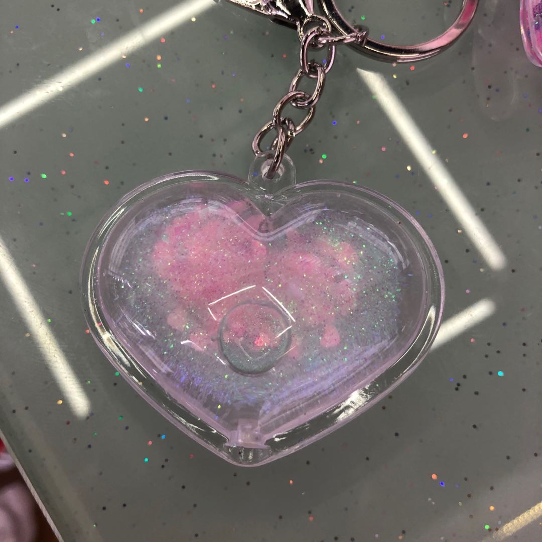 Girlish heart, flowing sand, pink, blue crystal heart keychain, crystal cute little gift, oiled schoolbag pendant, Zhehui Craftsmanship 02 Specification image