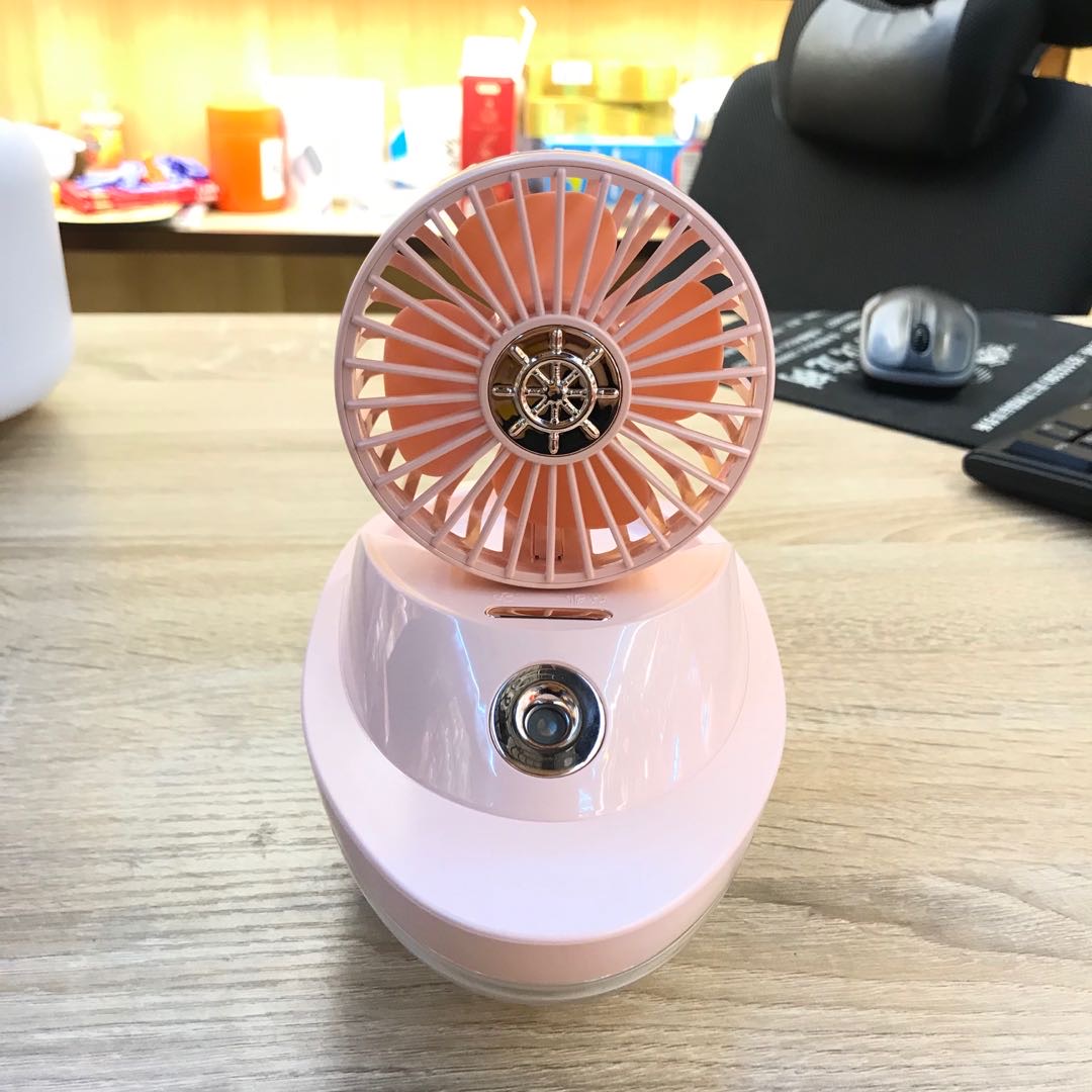USB mini silent small fan, rechargeable spray fan, small student dormitory office portable fan, sailboat pink