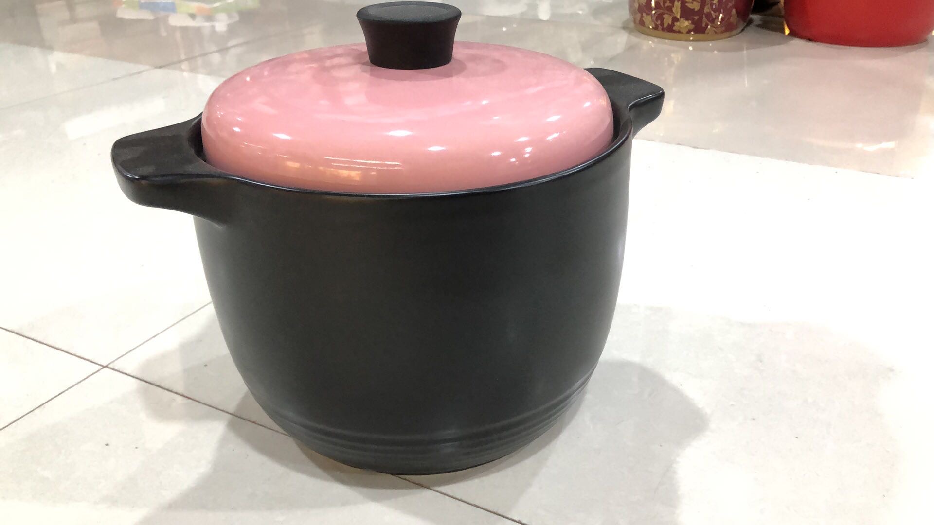The G-322 double-lid colored glazed pottery clay pot is durable for making soup Specification image