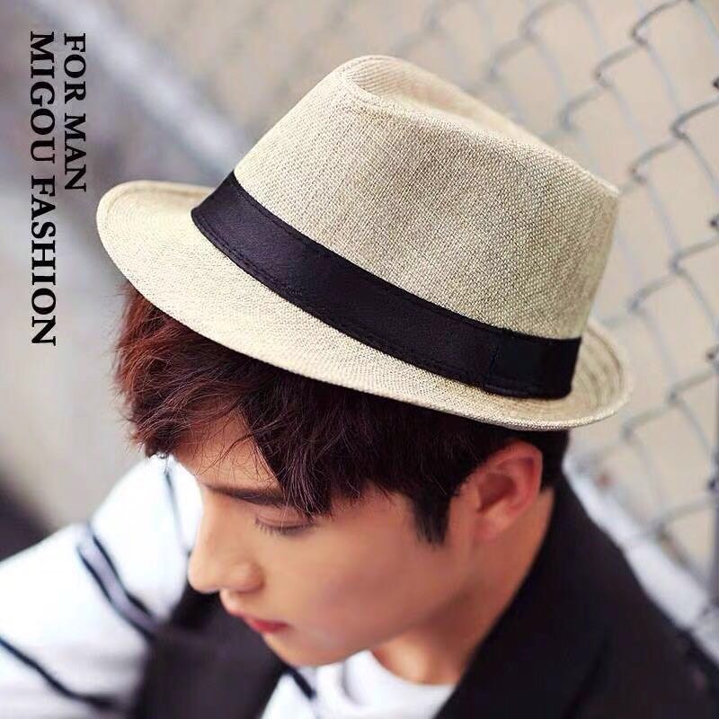 Korean version of fashionable summer men's hat autumn winter jazz hat visor hat women's straw hat British top hat couple hat thumbnail