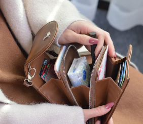 韩版迷你长款手机包时尚学生零钱包多功能斜跨带小包包产品图