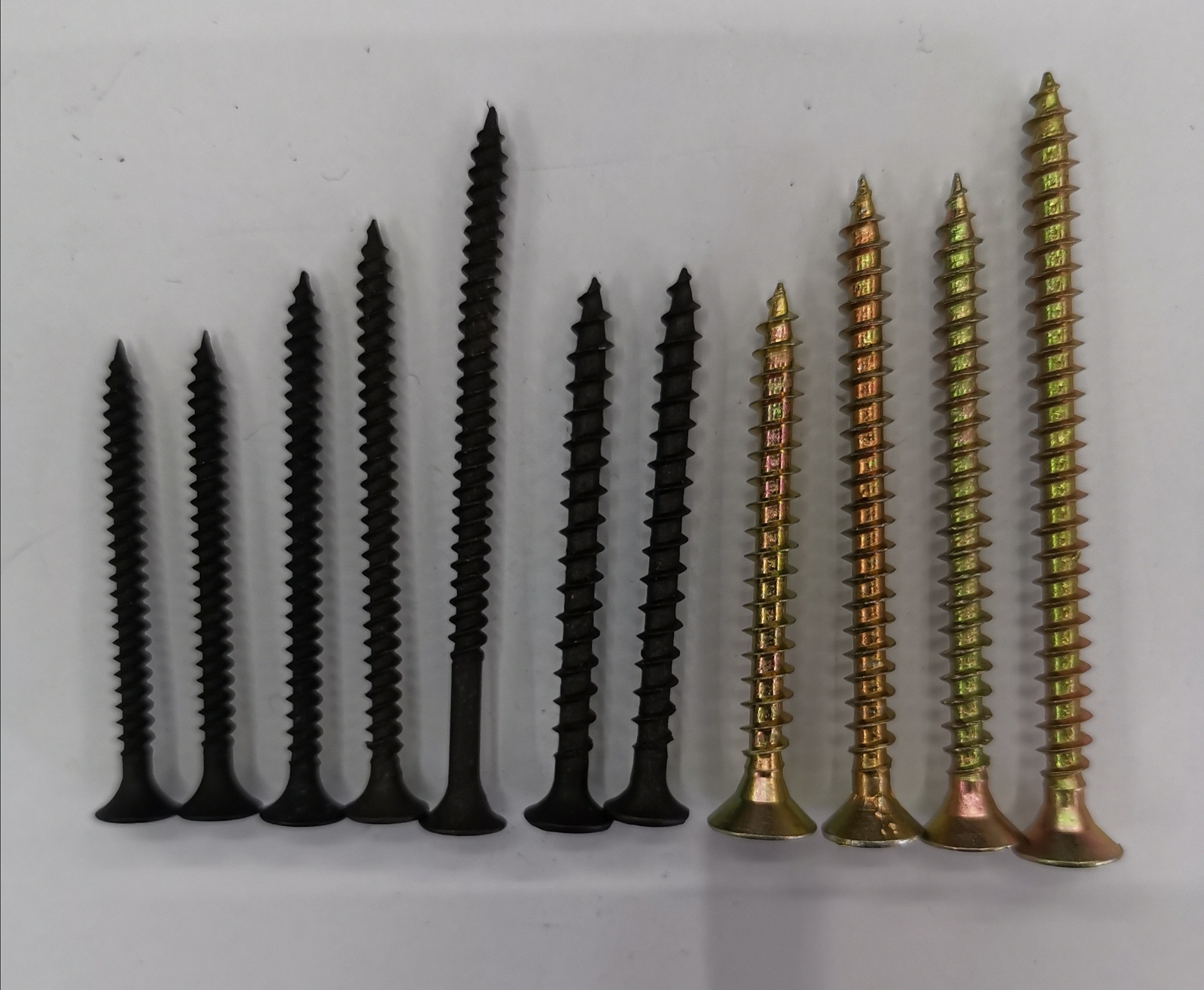 纤维板钉，干壁钉（黑色螺丝），石膏板螺丝，木螺钉，平头自攻螺钉。