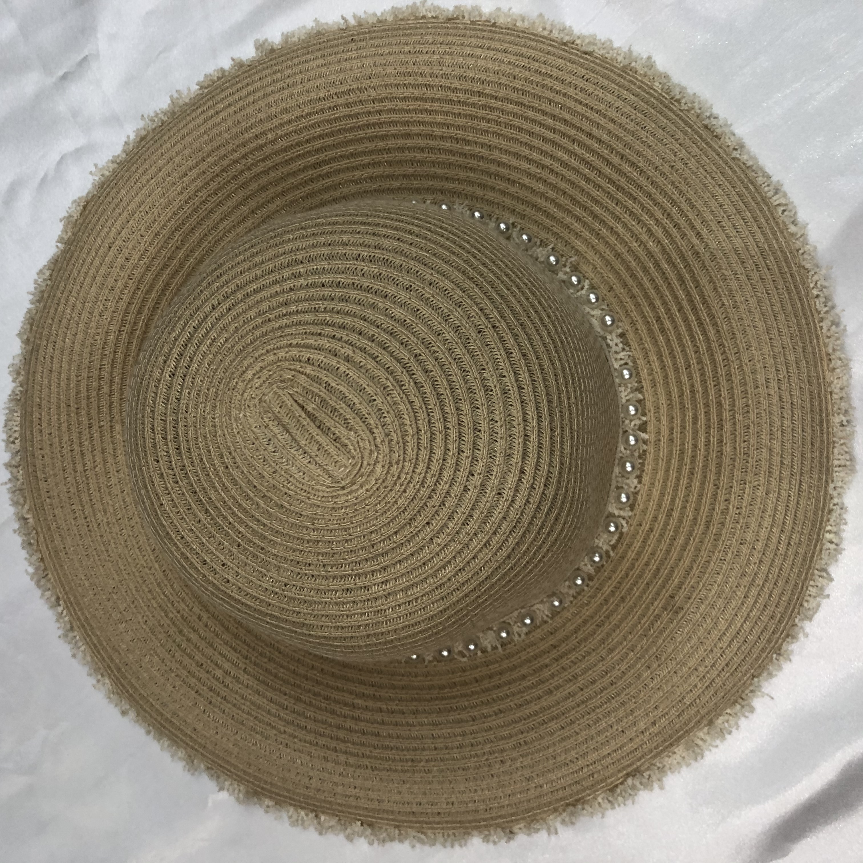 Hat Women Summer Pearl Straw Hat Travel Small Flat Sunshade Straw Hat Casual English Top Hat Specification drawing