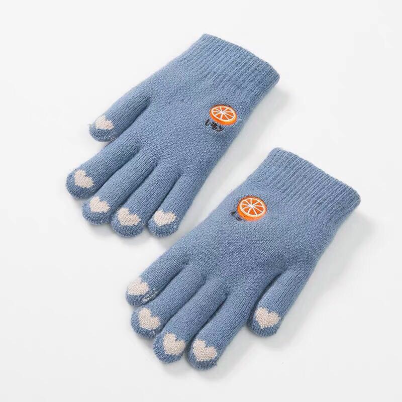 手套女秋冬天加绒保暖防寒骑车手套韩版时尚可爱女生气球简约图