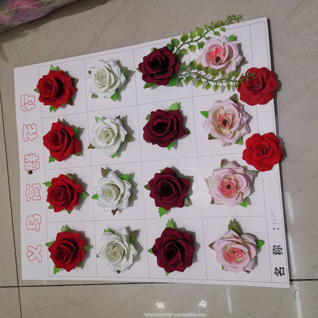 仿真玫瑰花单只可做胸针花带叶玫瑰婚礼饰品