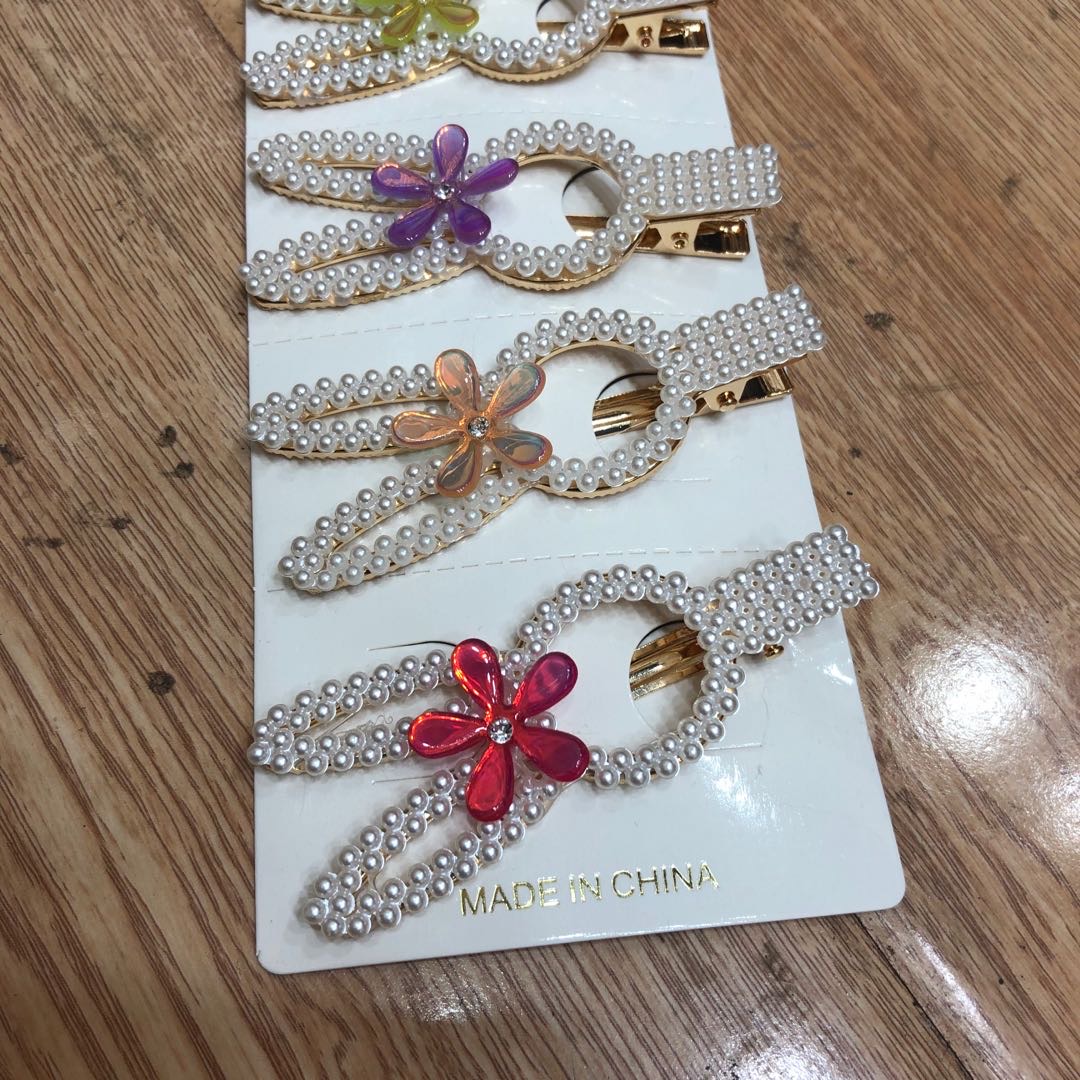 Pearl hair clip, sweet and girlish rabbit hair clip headwear, duckbill clip details Picture